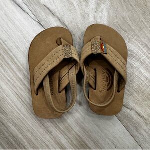 Rainbow Toddler Brown Suede Flip Sandals